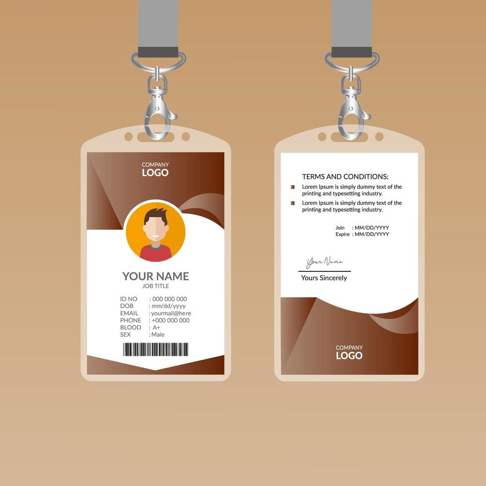 Brown ID Card Template Design vector