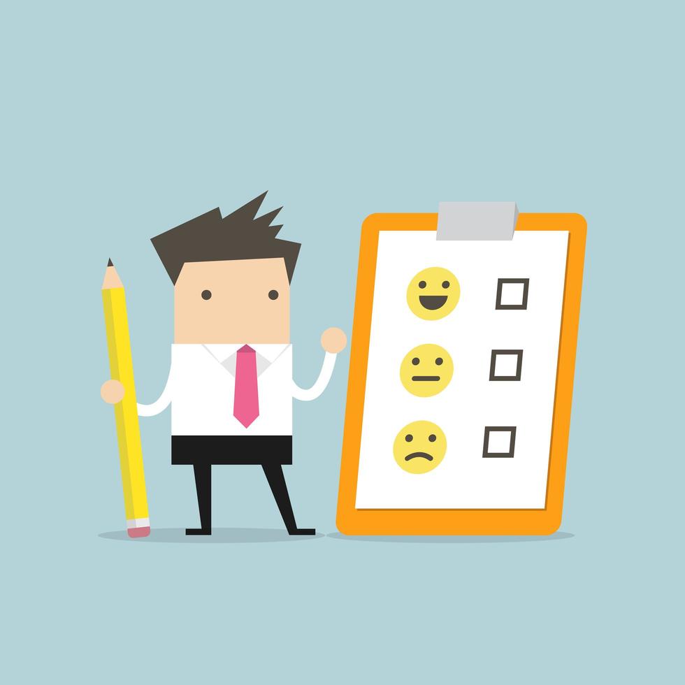 Businessman holding pencil and paper of evaluation checklist 692194
