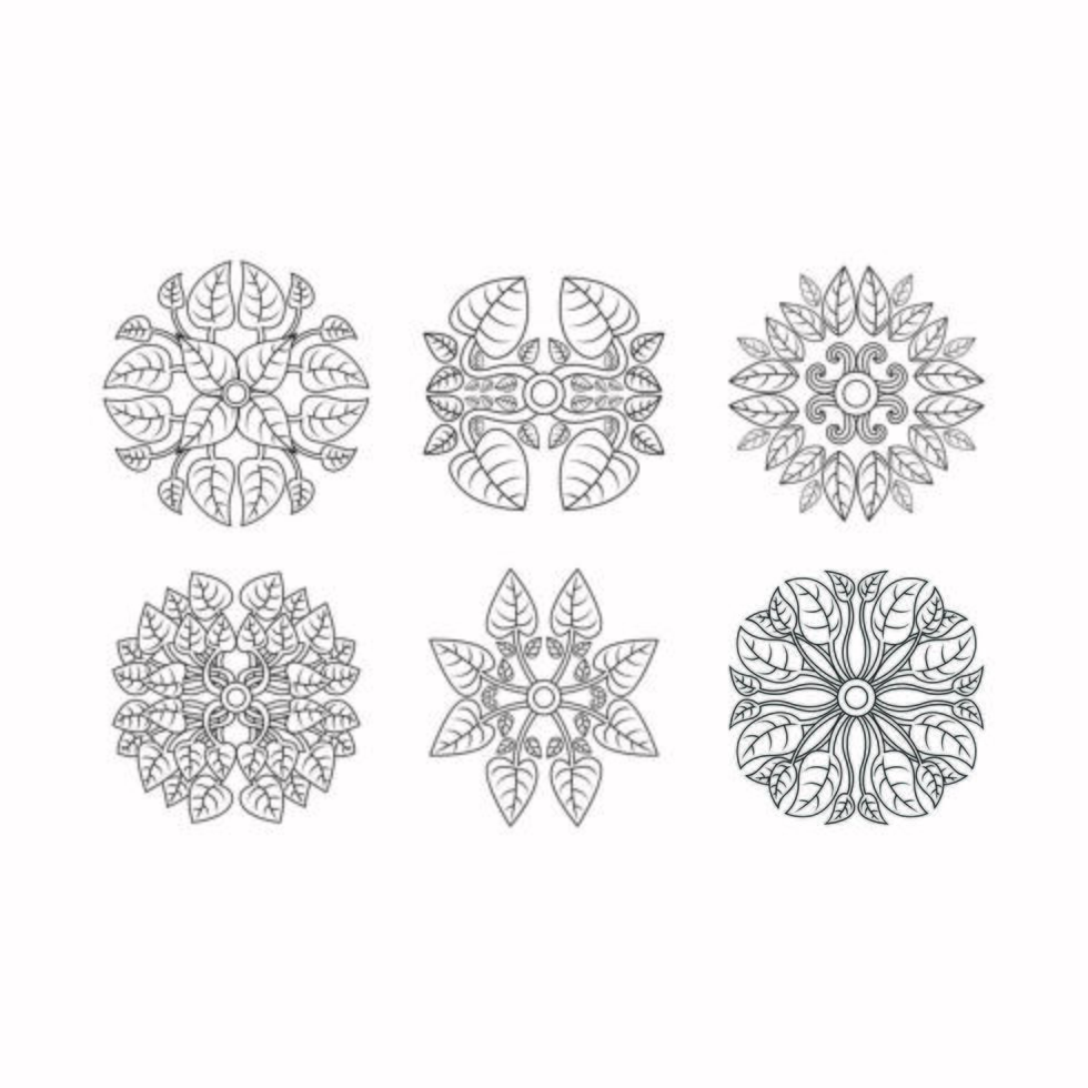 Conjunto de vectores de elementos de diseño de espirógrafo, concepto de hoja