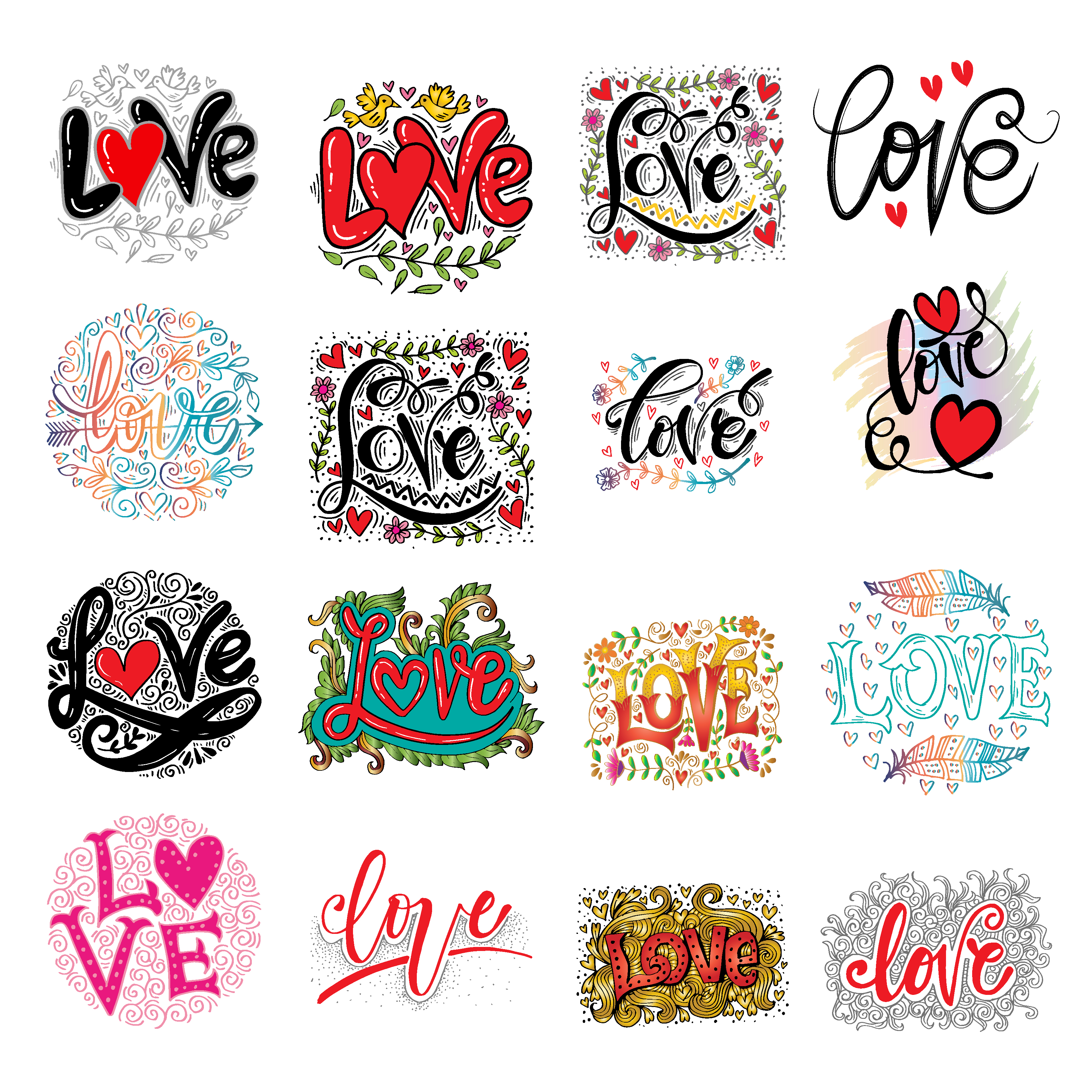 Download Brush calligraphy love cards set - Download Free Vectors ...