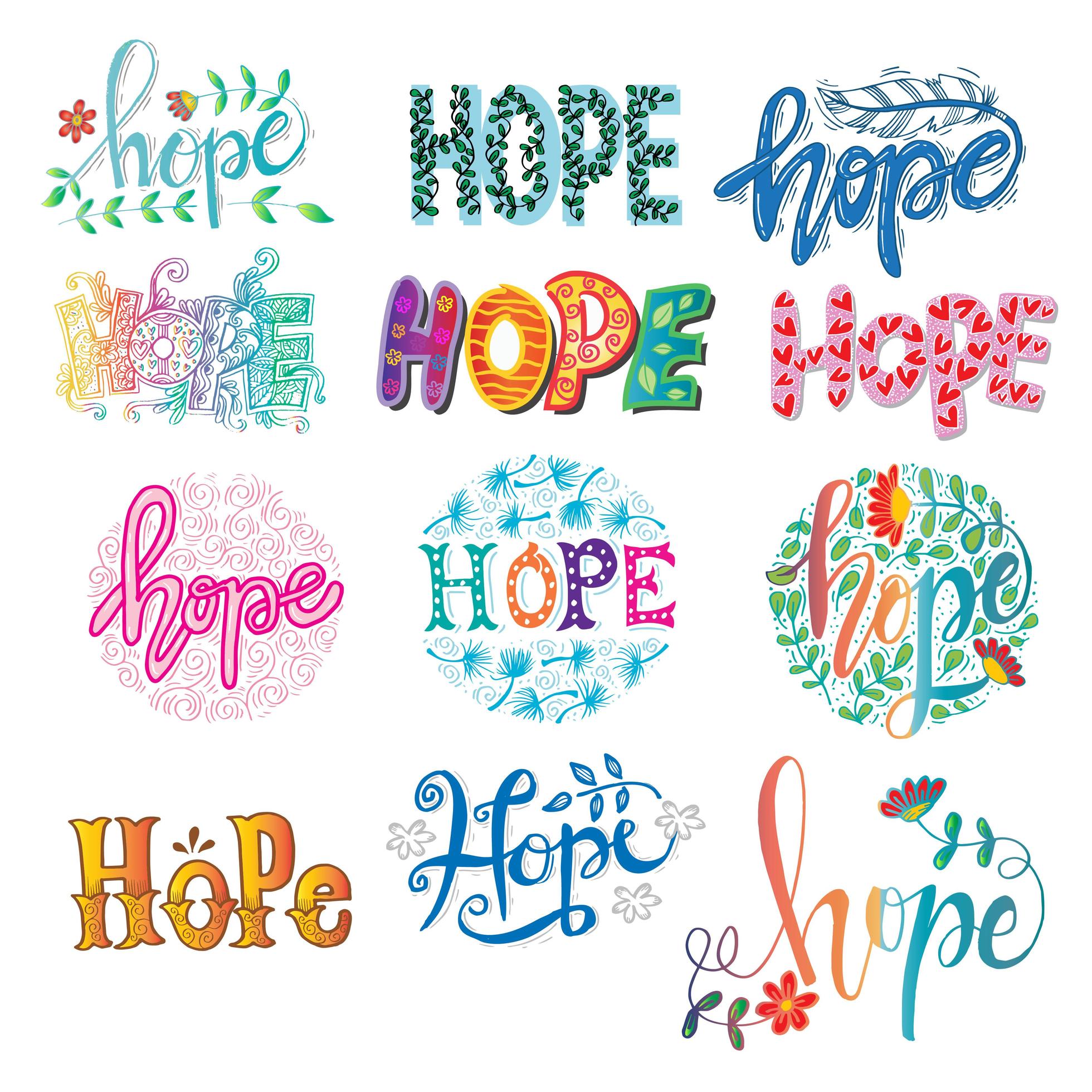 Set of hope hand lettering calligraphy. 692246 Vector Art at Vecteezy