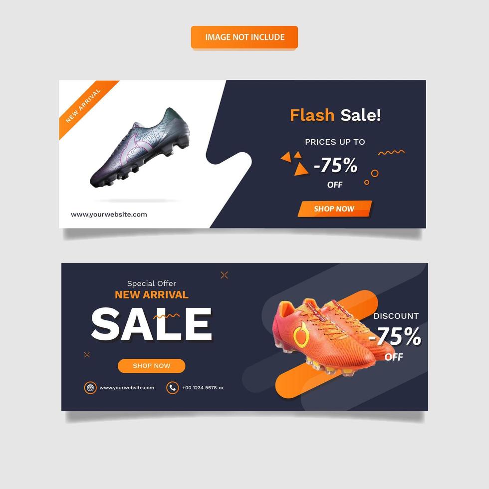 Sport shoes sale banner template set vector