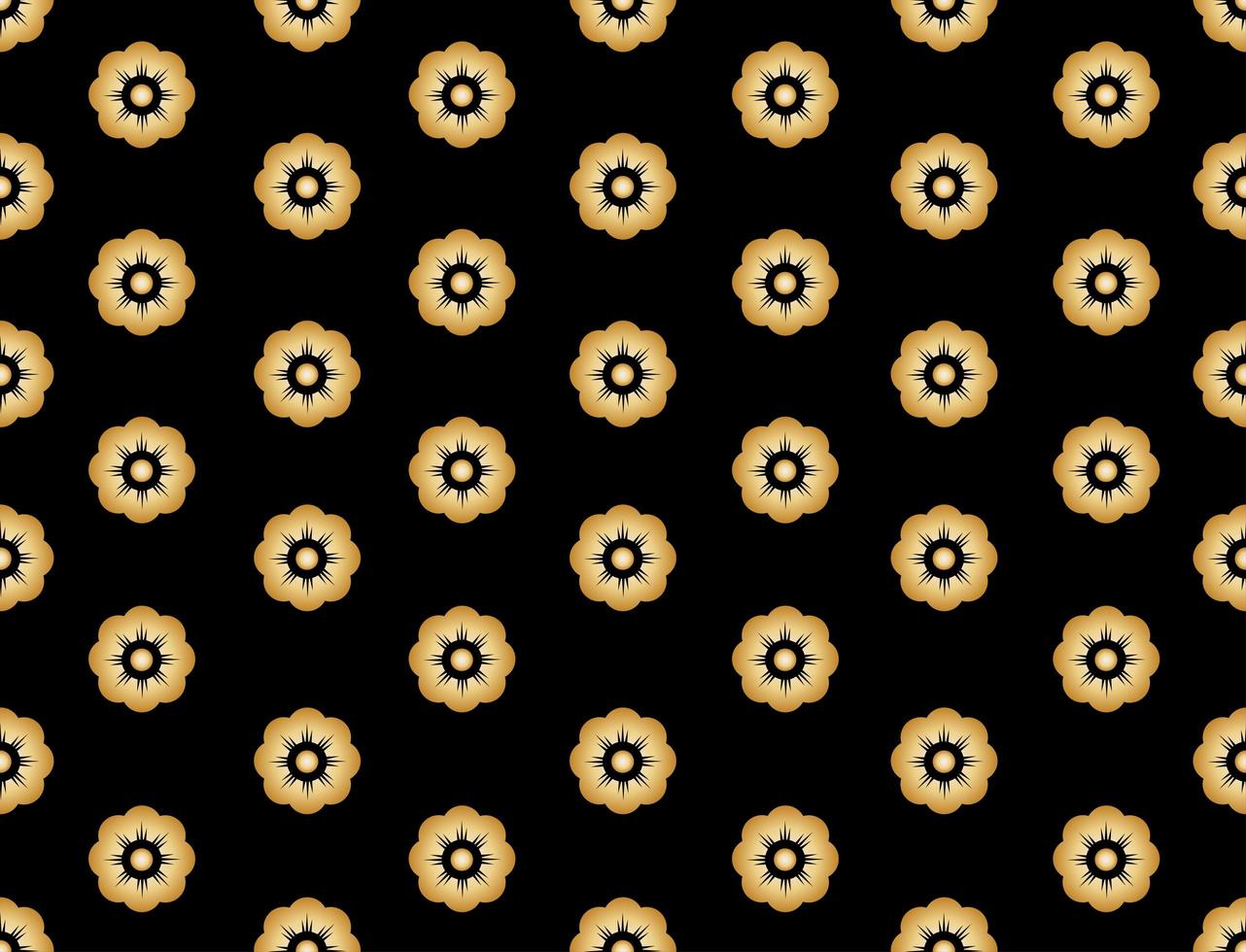 Seamless pattern of golden sakura flower on black vector