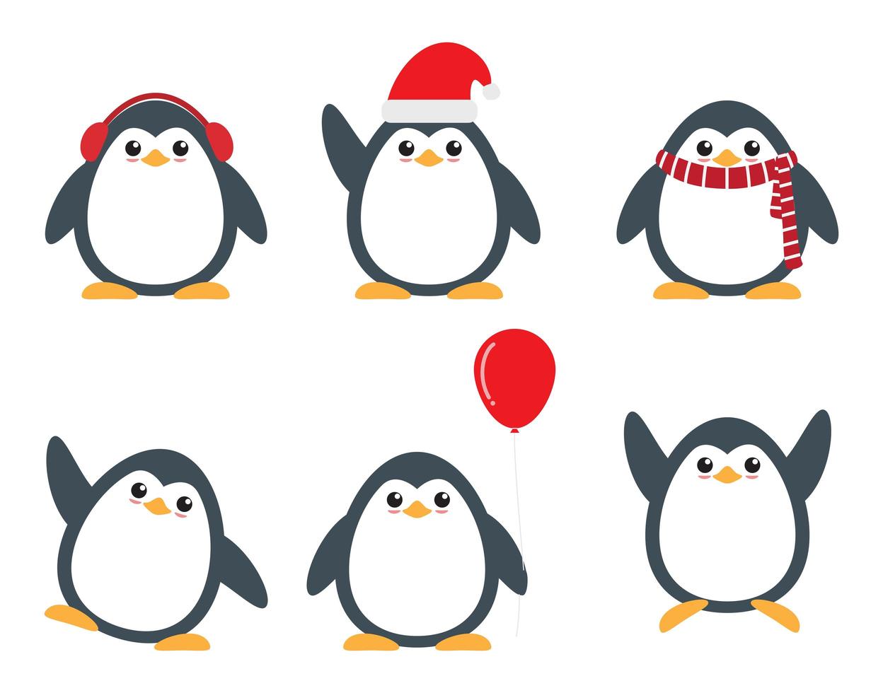 Cute penguin cartoon characters set in different poses vector