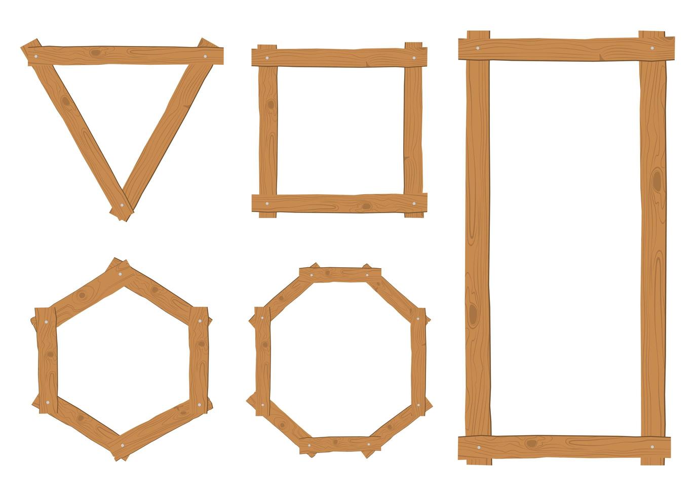 Collection of wooden border frame vector