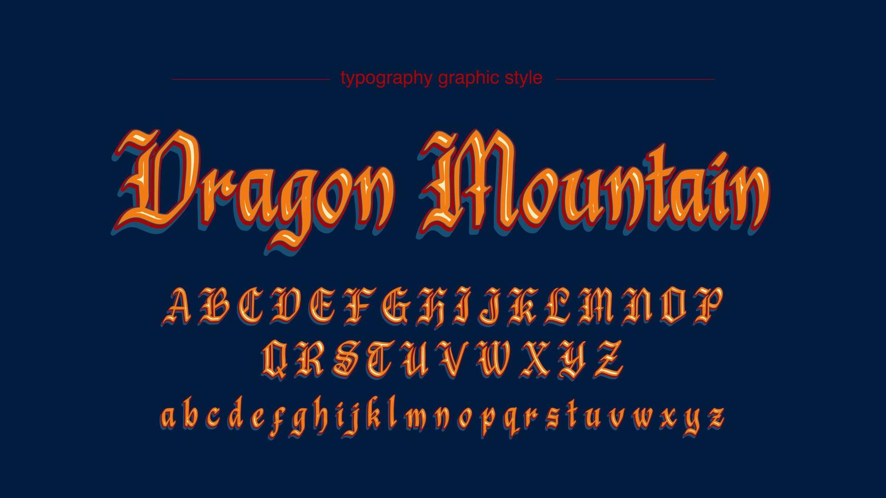 Medieval Old Script Calligraphy Orange Artistic Font vector