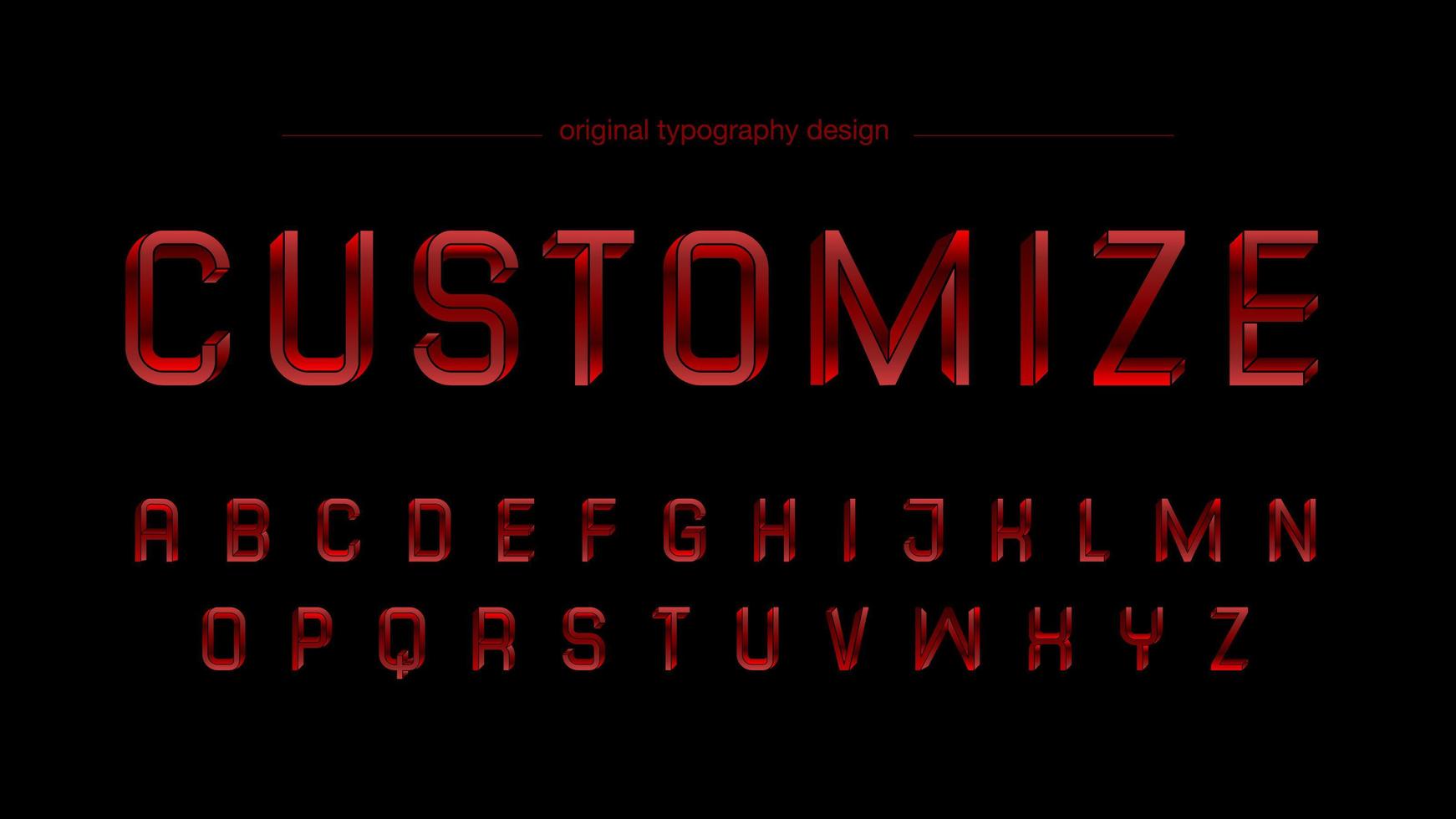 Abstract Chrome Red Artistic Font vector