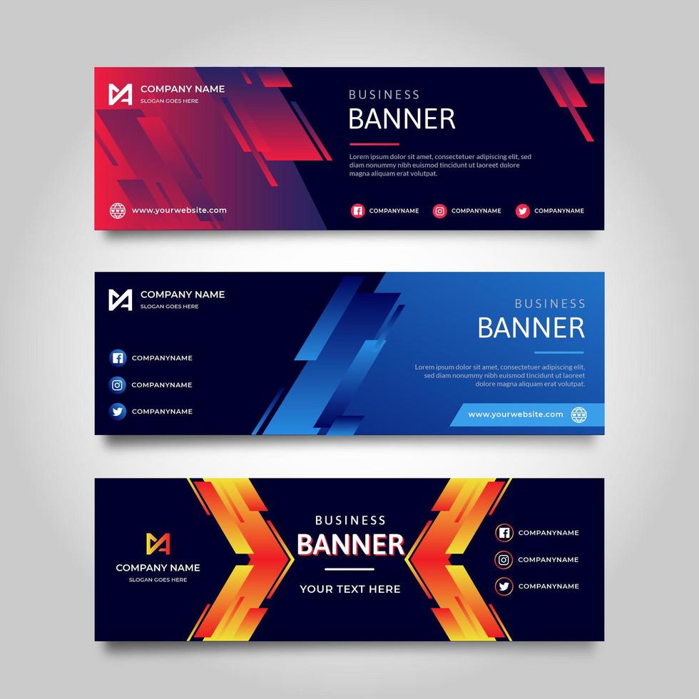 Plantilla de banner degradado plano vector