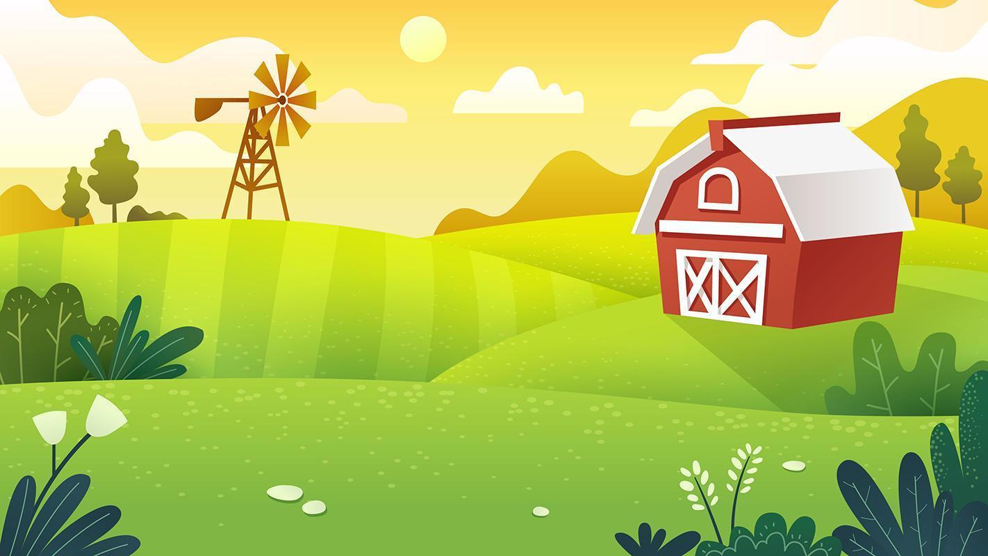 Farm fields in minimal and flat art work style vector