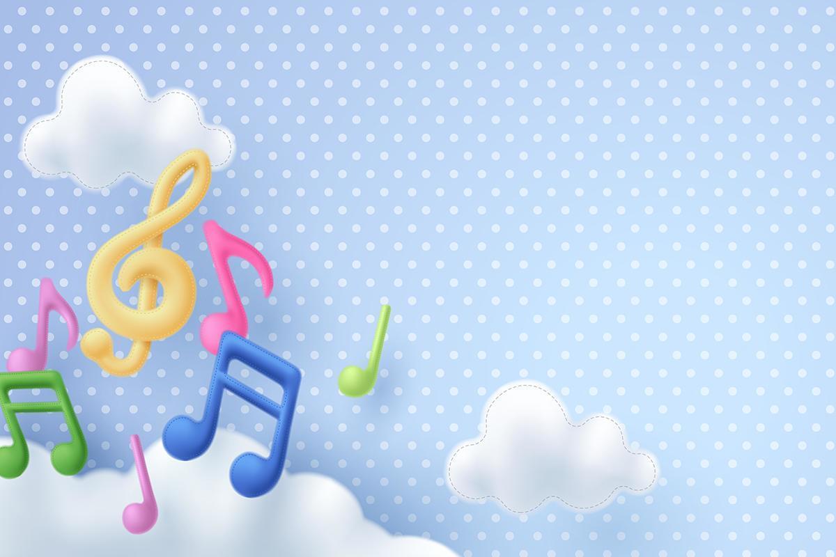 Needle felting of music note and cloud in the sky on dotted background vector