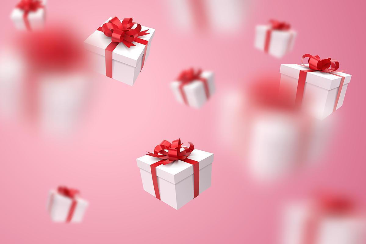Falling gift boxes in and out of focus on pink background 692367 Vector Art  at Vecteezy