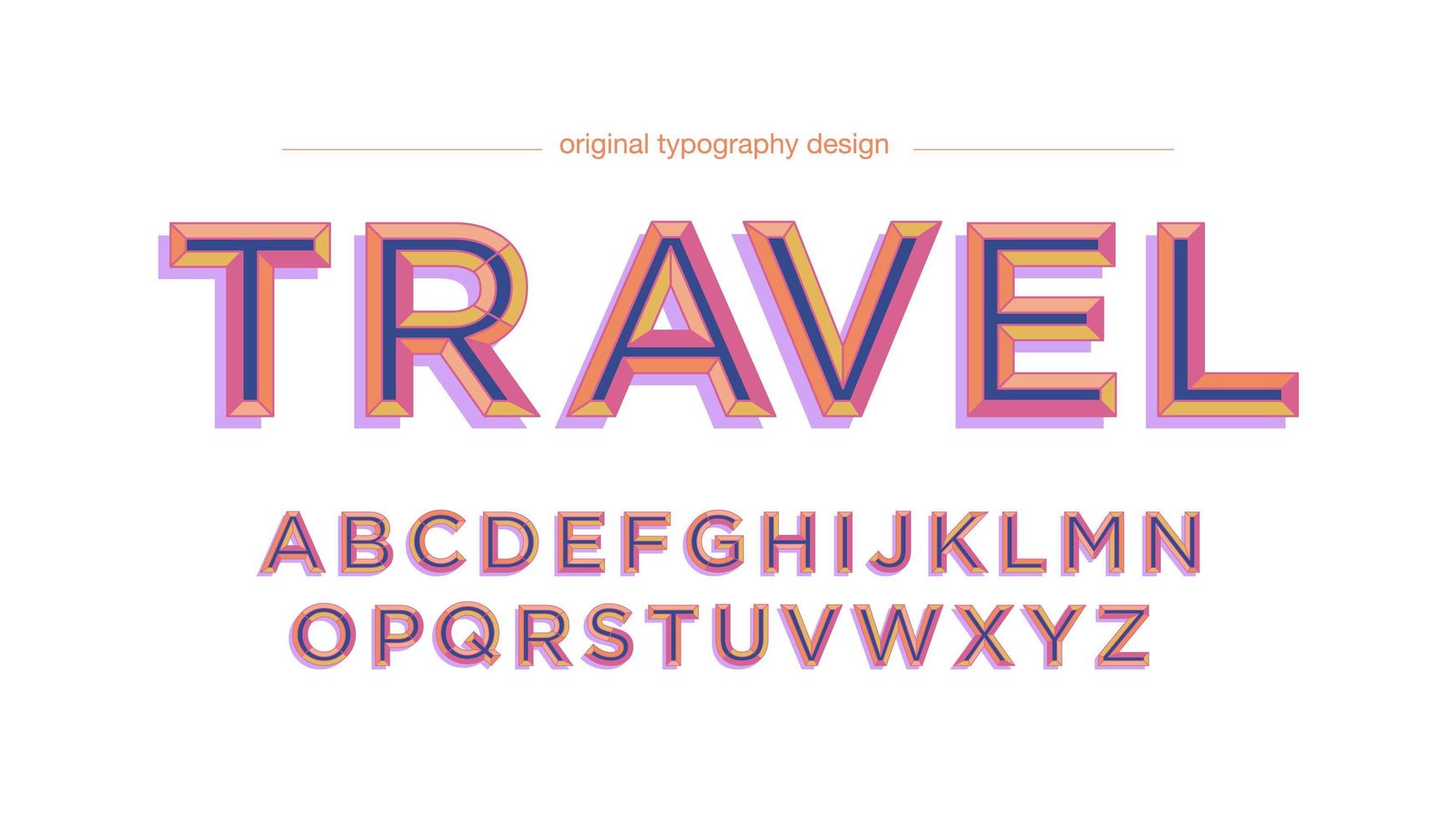 Orange Purple Uppercase Vintage Typography Design vector