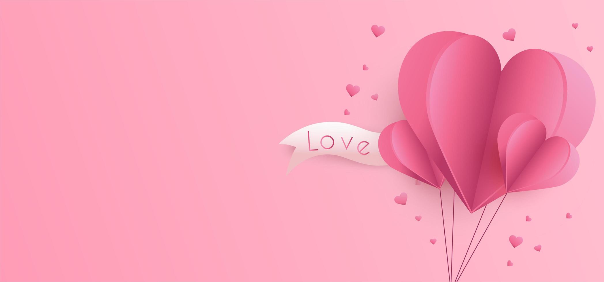 Valentine's Day background with paper cut hearts  vector