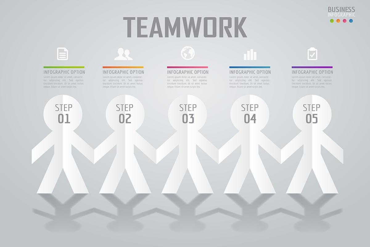 Colorful business teamwork infographic vector