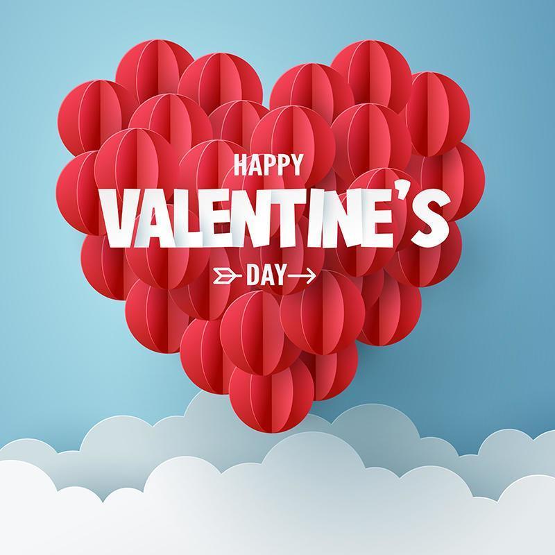 Happy Valentines Day Paper Balloons Design vector