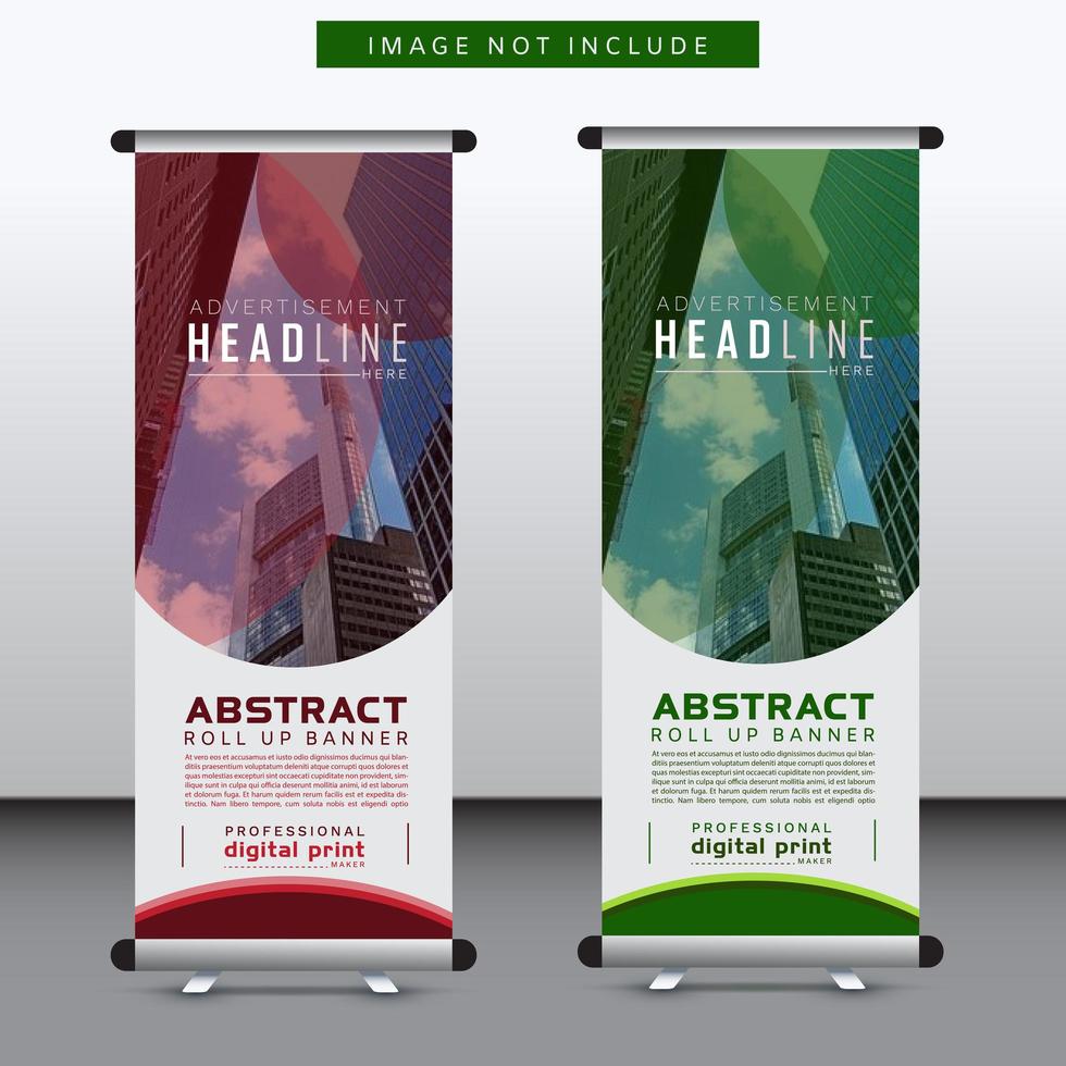 Red and Green Curved Design corporate vertical banner vector