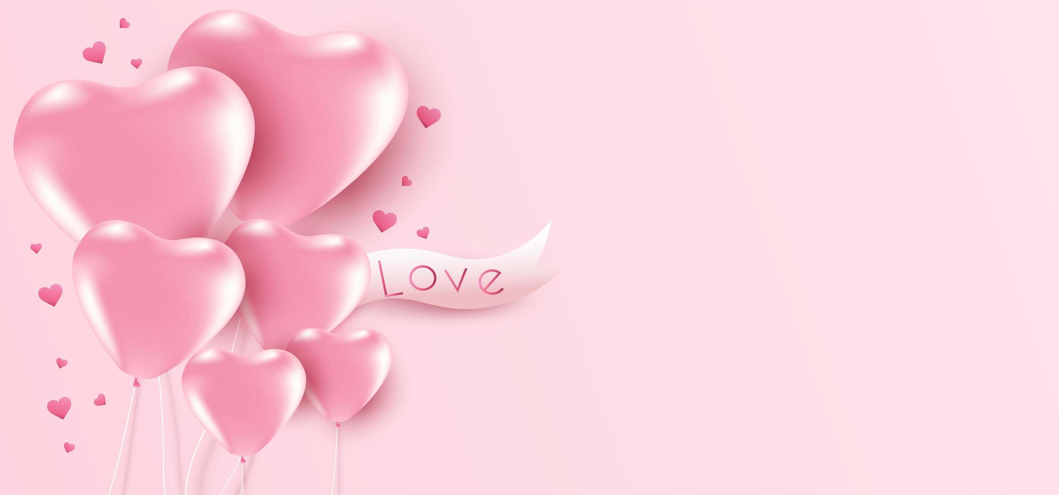 Valentine's Day background with heart ballons and copyspace. vector