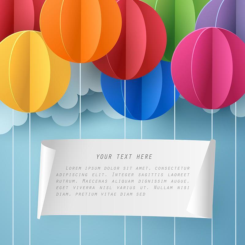 Paper art of blank paper with colorful balloon vector