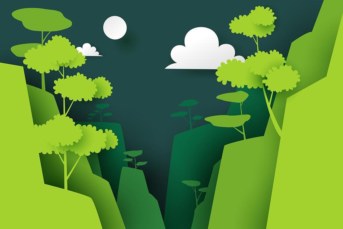 Paper art of nature and mountain vector