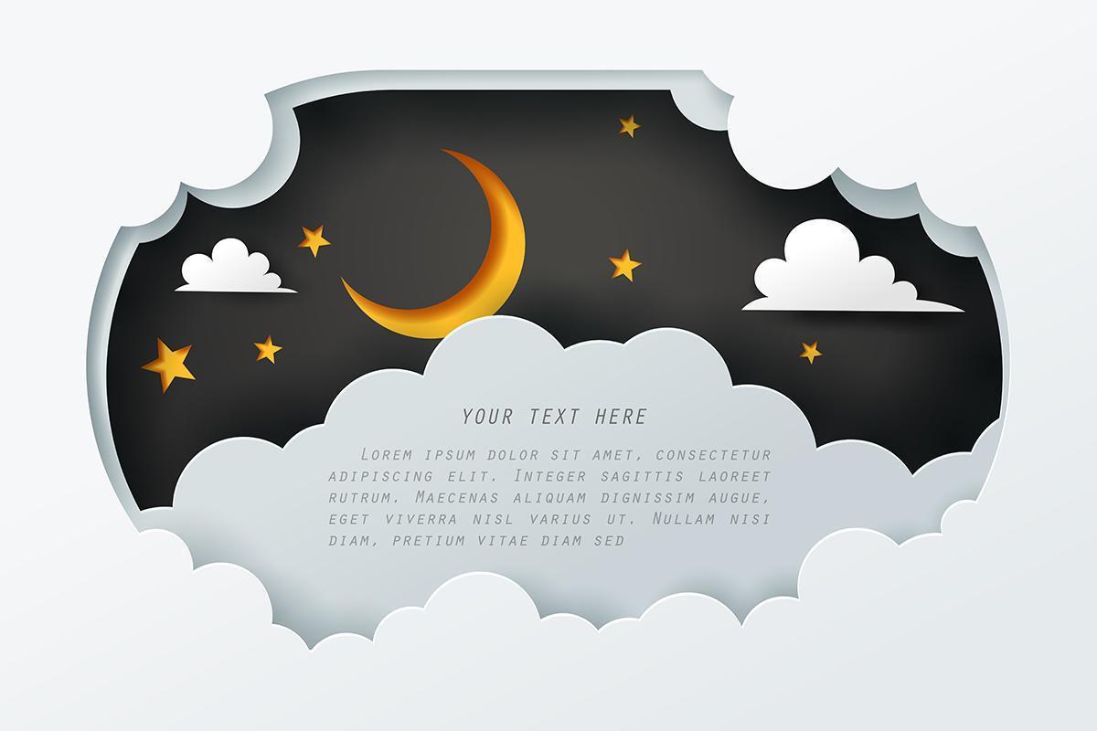 Paper art of the sky at night with copy space vector