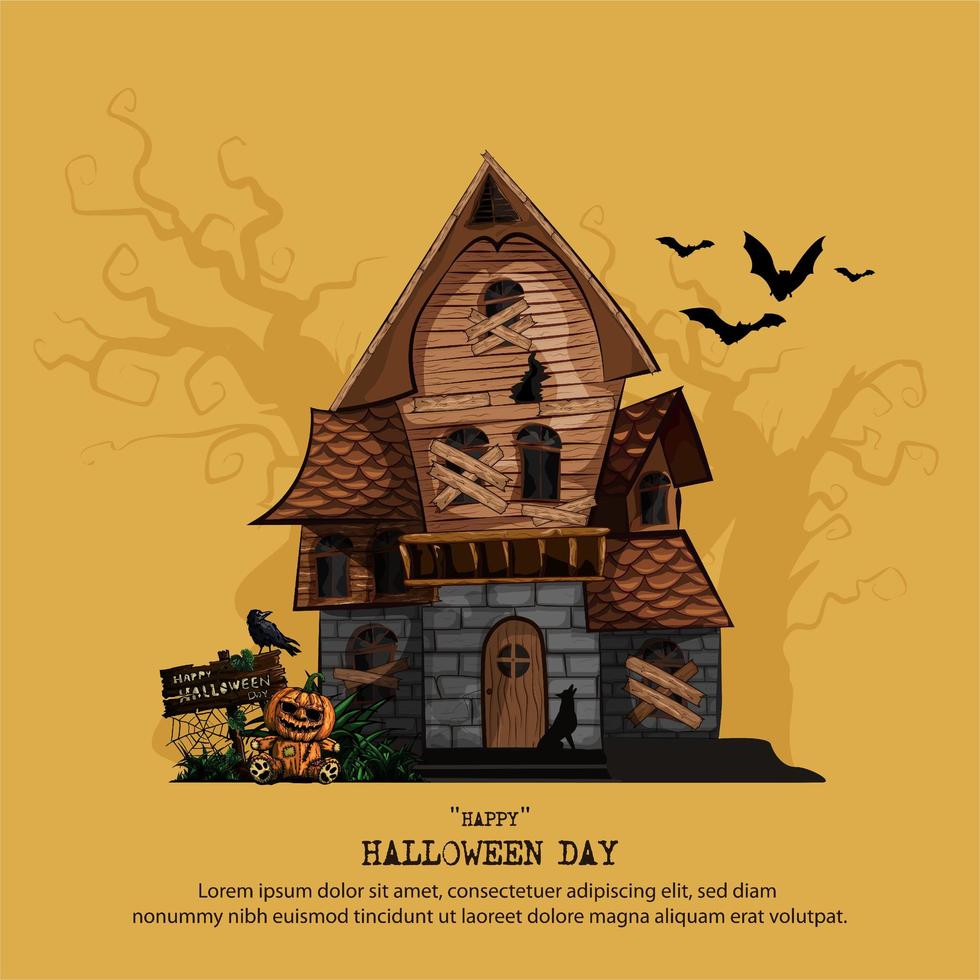 Halloween haunted house with copy space for text vector