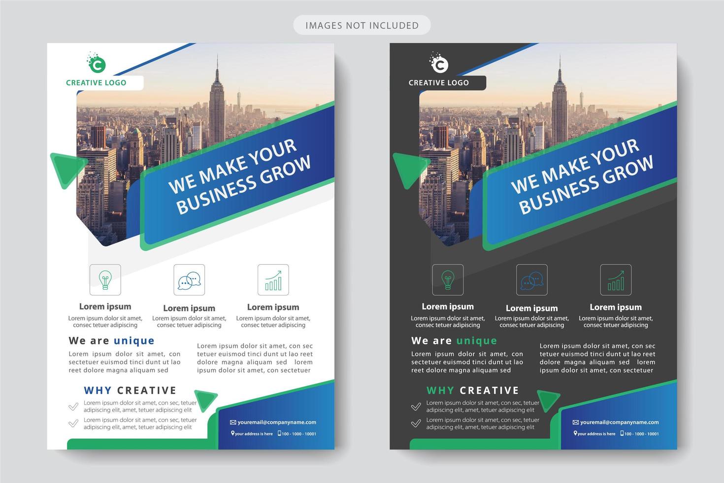 Blue and Green Triangle and Angle Design Business Flyer Template vector