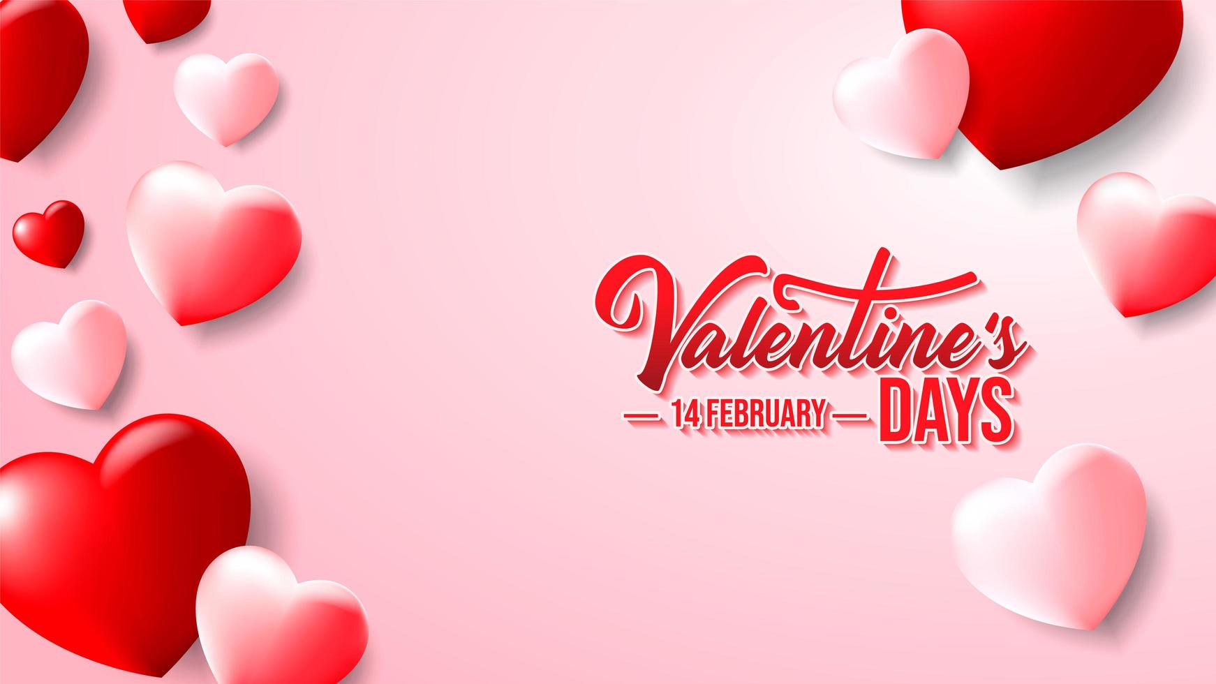 Valentine's Day Love Design with Pink and Red Hearts vector