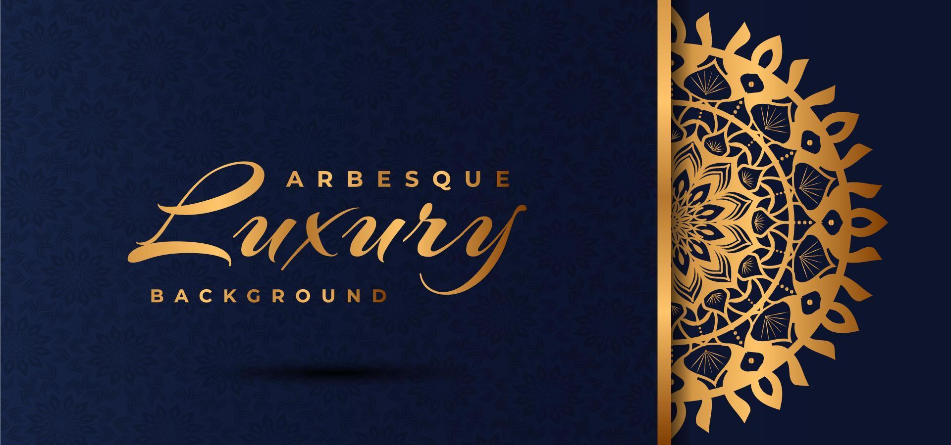 Golden Luxury Mandala Design with Blue Arabesque Pattern vector