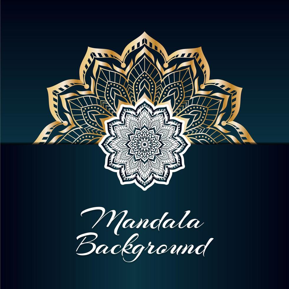 Diseño de mandala dorado y blanco de lujo con espacio de copia vector