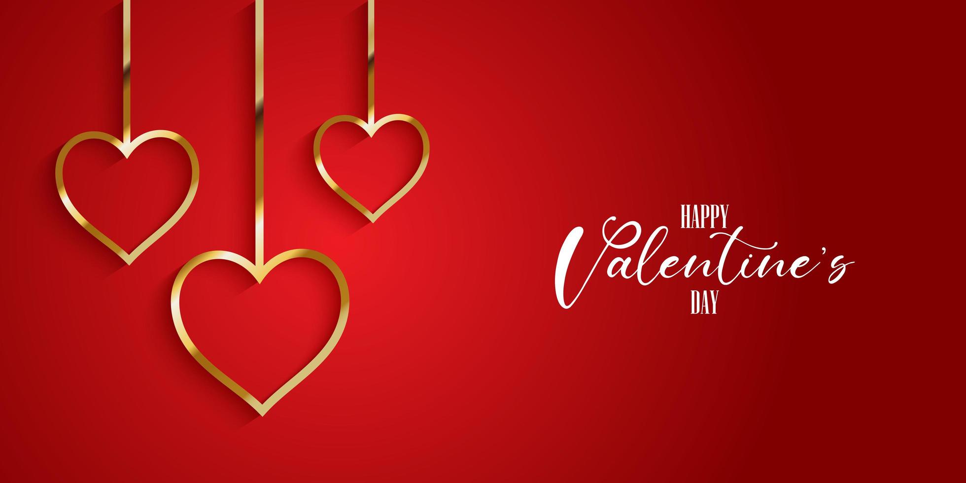 Valentines day banner with gold hearts  vector