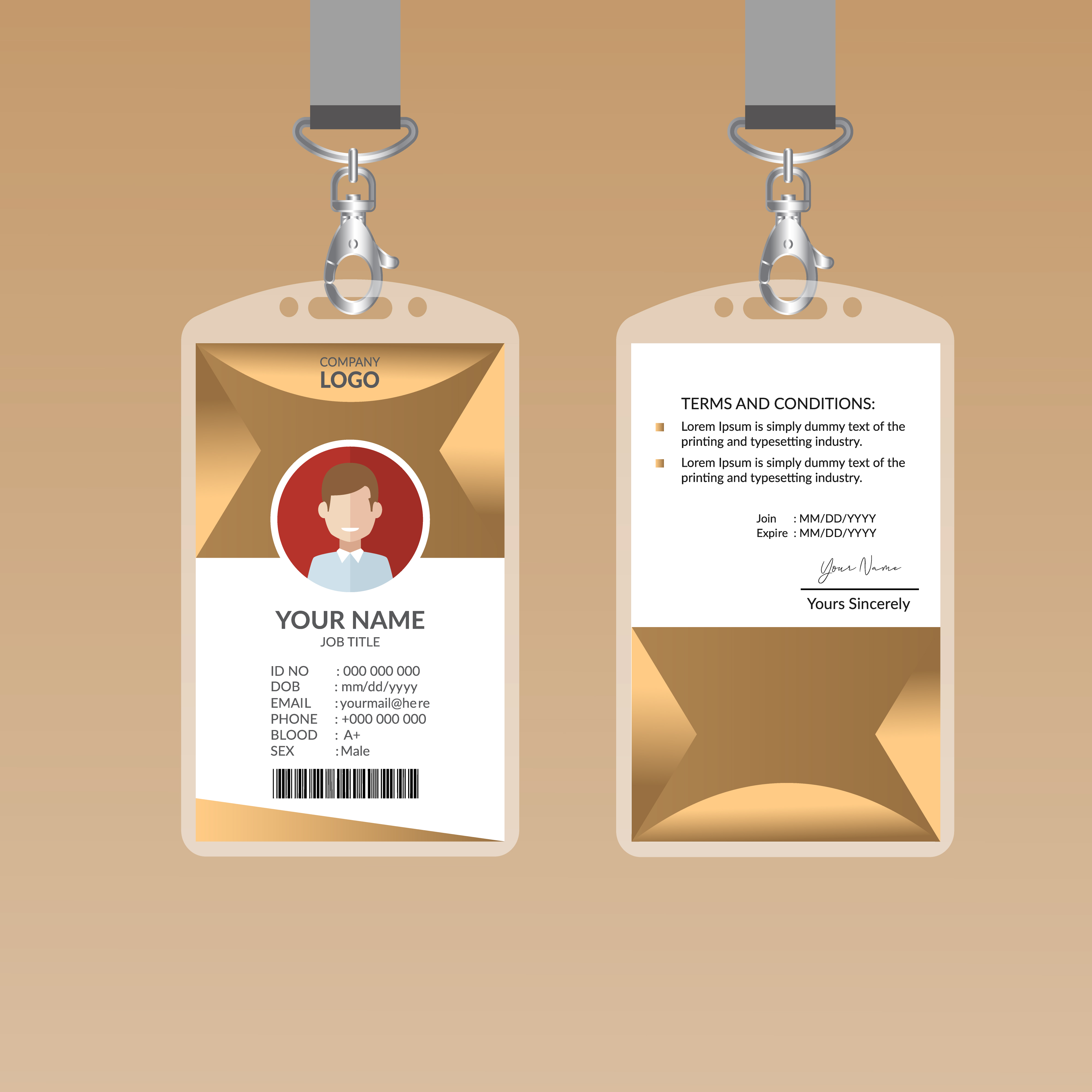 Golden ID Card Design Template 692616 Vector Art at Vecteezy