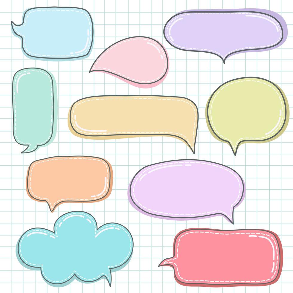 set of Hand drawn set speech bubbles vector