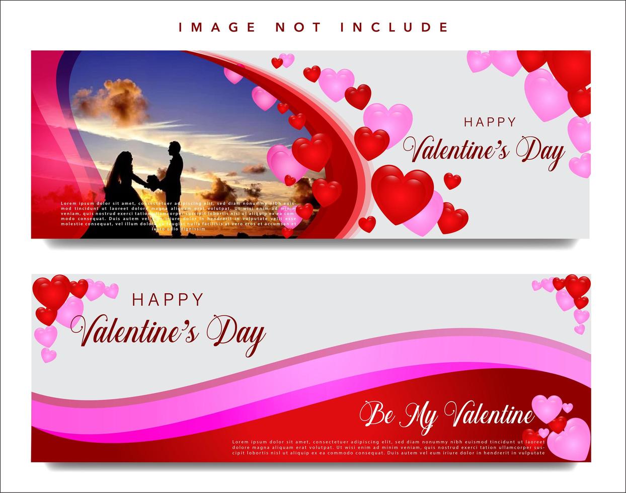 Valentine's web banner set vector