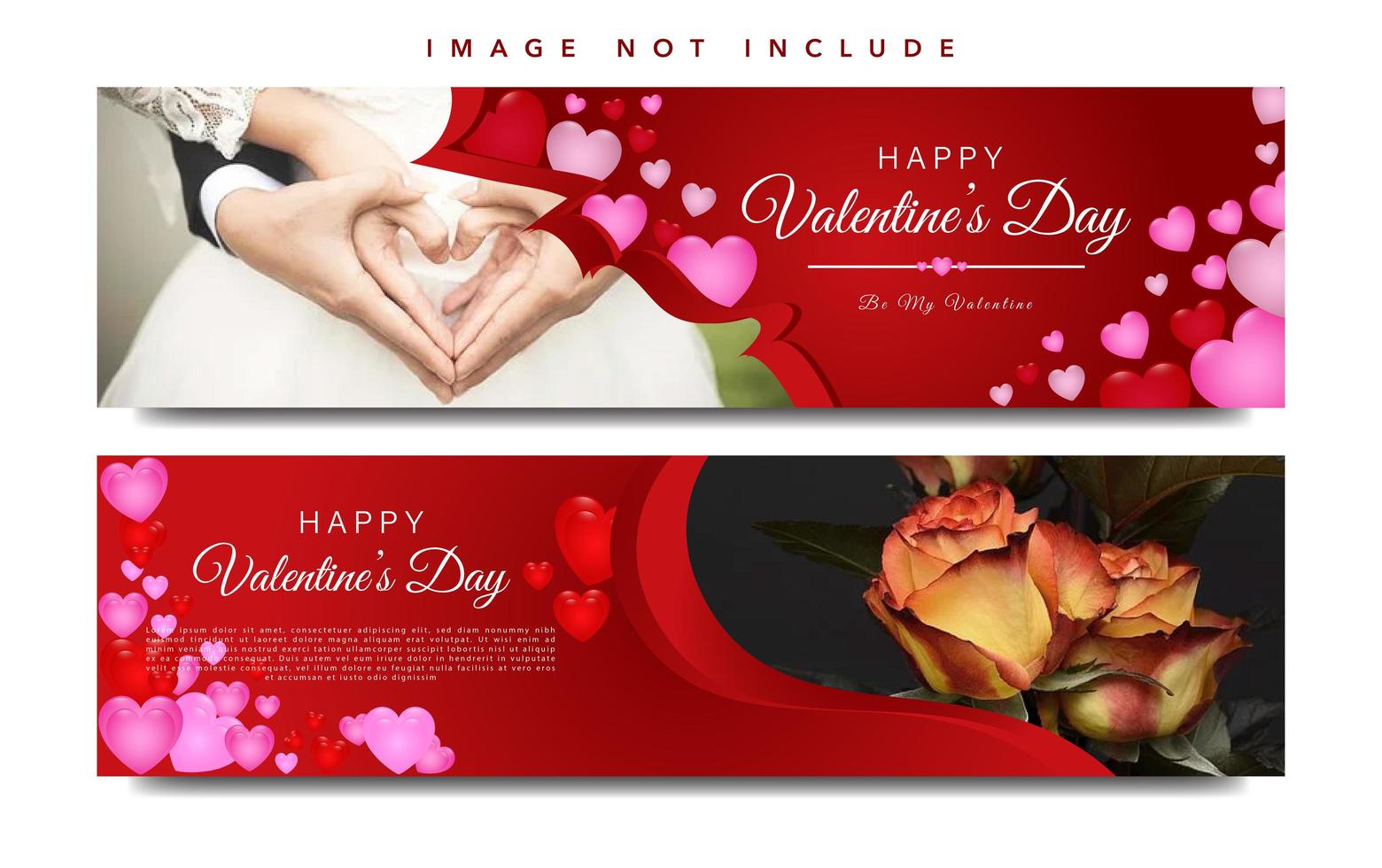 Red Valentine's Day web banner set vector