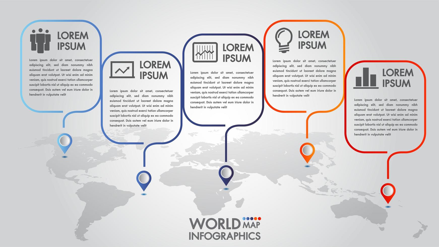 World map business infographics 4 options  vector