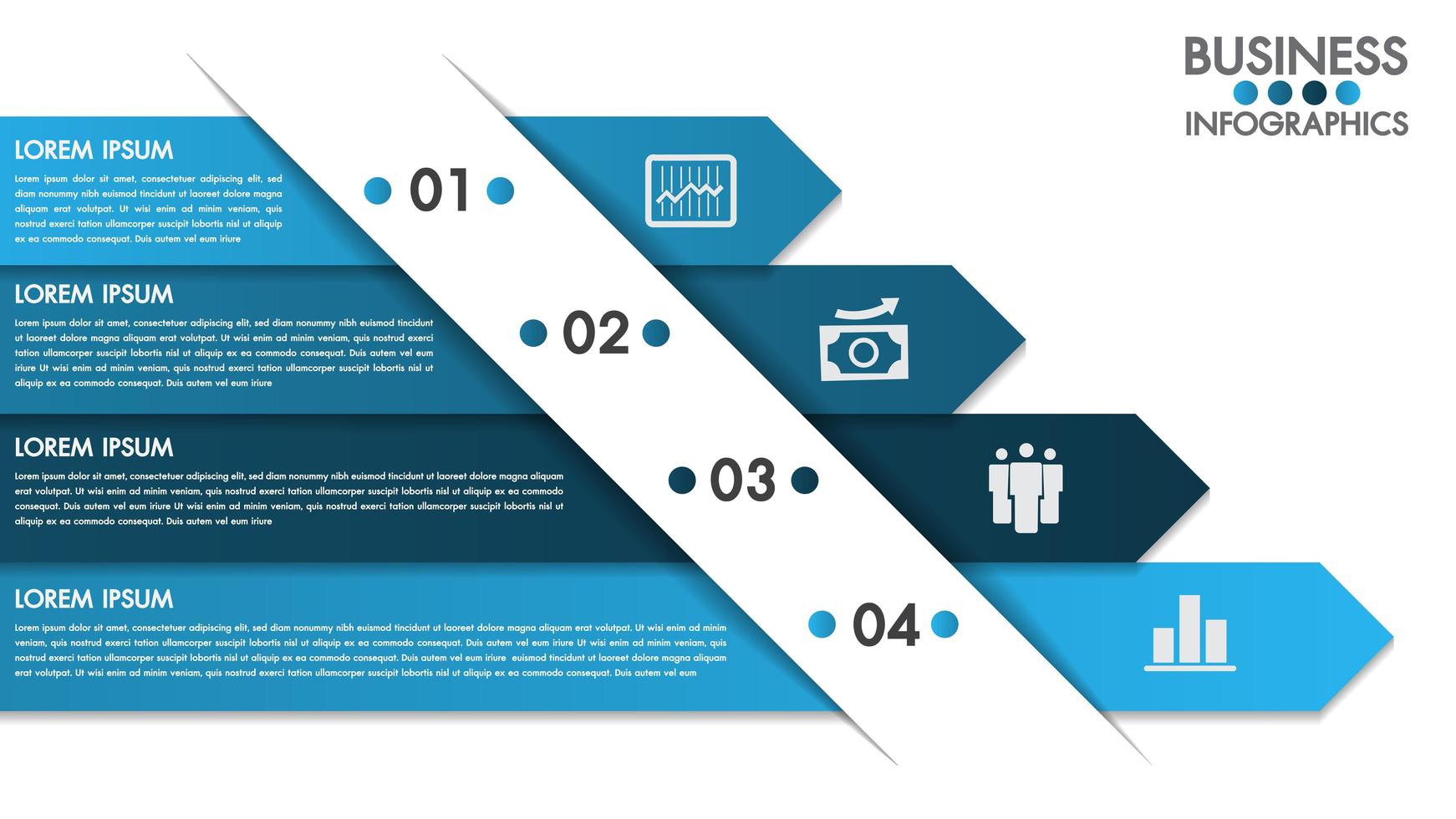 Plantilla de diseño de infografías con concepto de 4 opciones vector