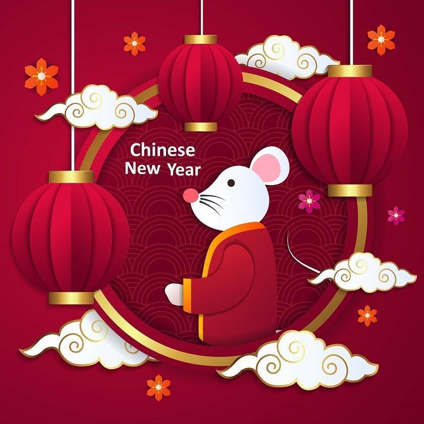 Chinese New Year 2020 Year of The Rat Paper Cut vector