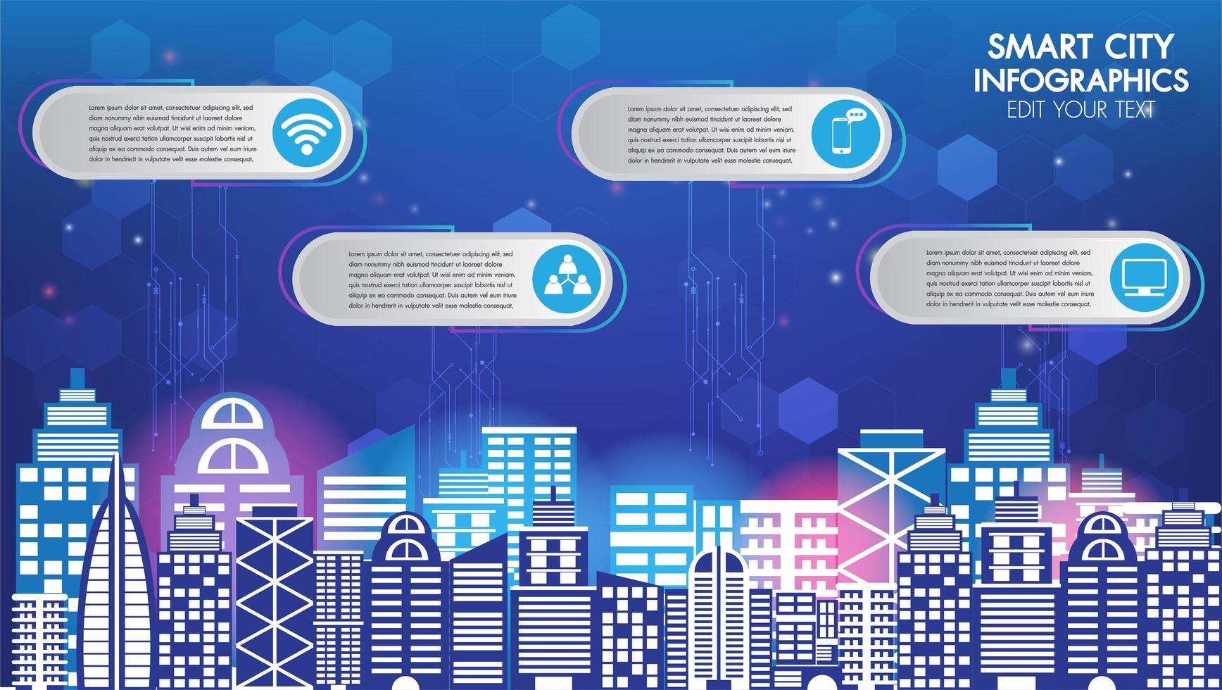 Infografía de tecnología de ciudad inteligente vector