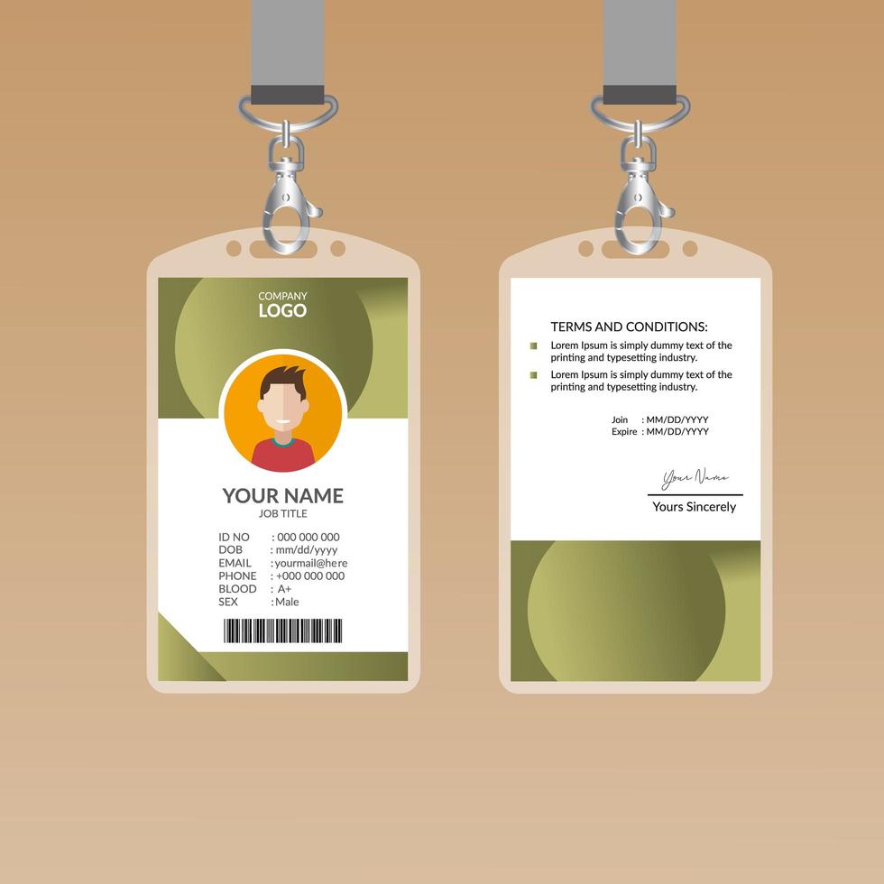 Beautiful Olive ID Card Template vector