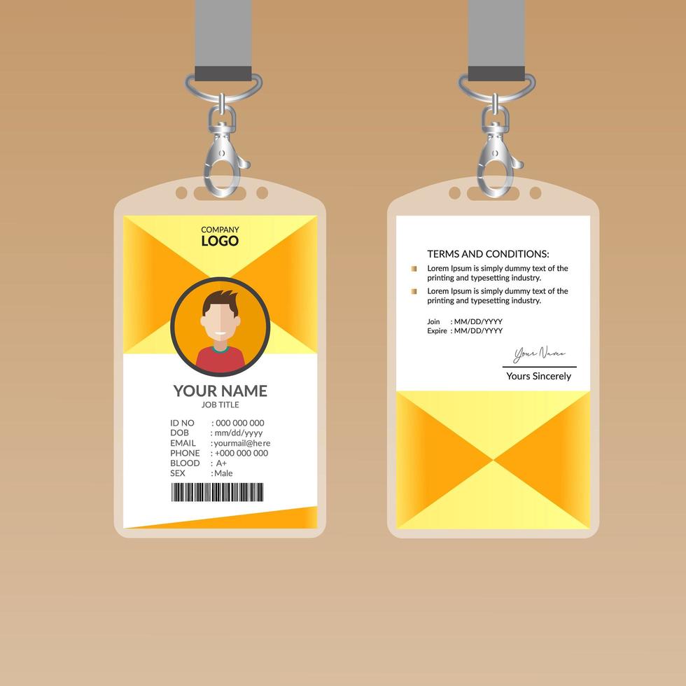 Nice Yellow ID Card Template vector