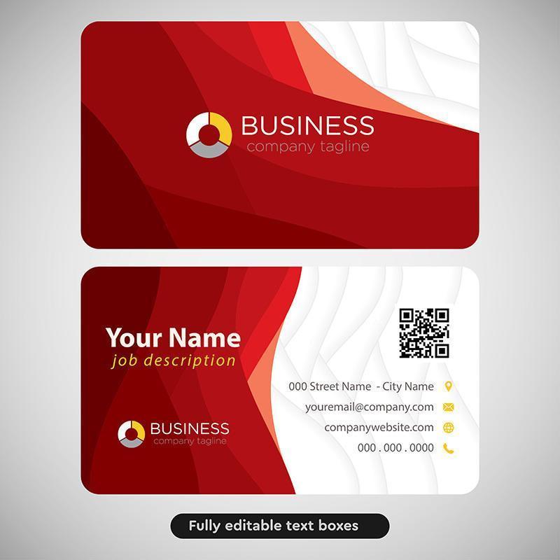 Red Curves Lines Modern Business Card vector