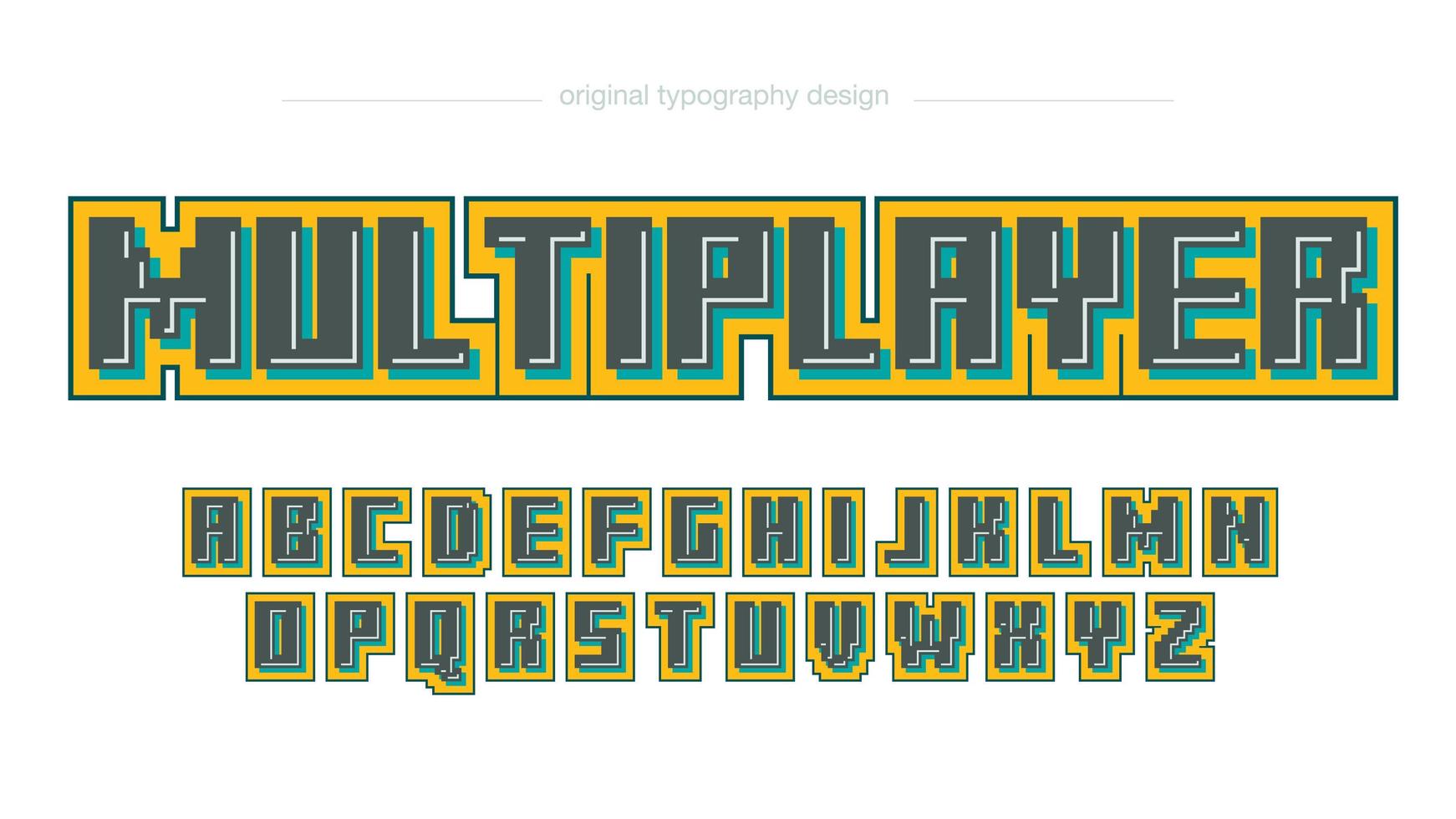 Squared Pixel Colorful Artistic Font vector