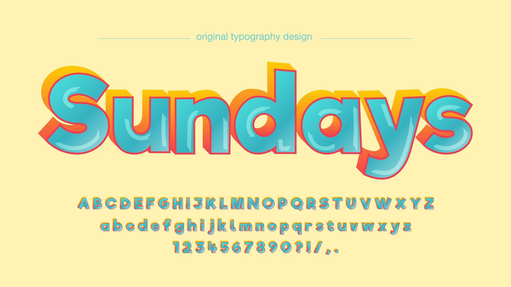 Bold Colorful Blue 3D Funny Artistic Font vector