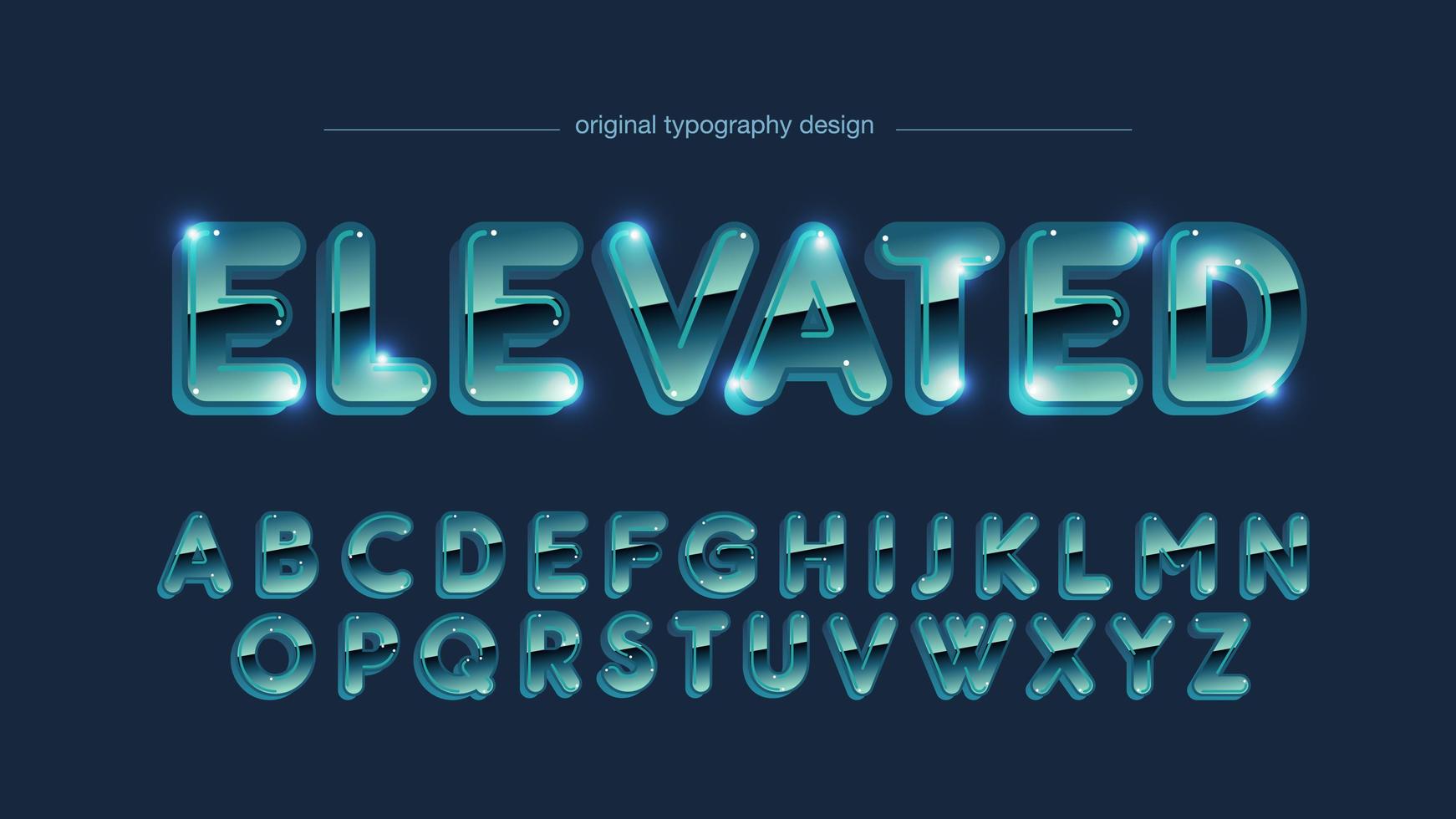 Bright Blue Chrome Rounded Uppercase Typography vector