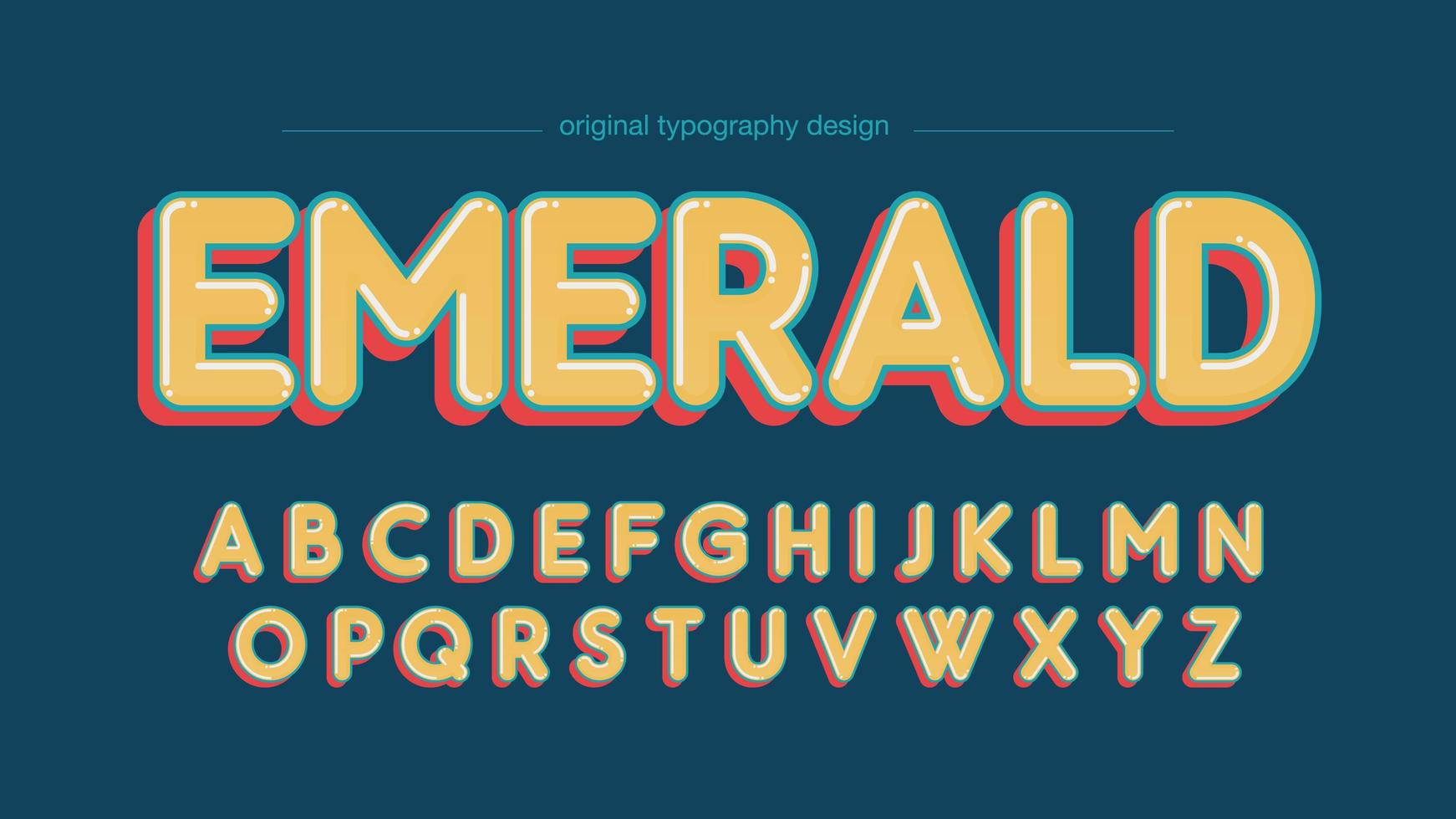 Rounded Bold Funny Yellow Artistic Font vector