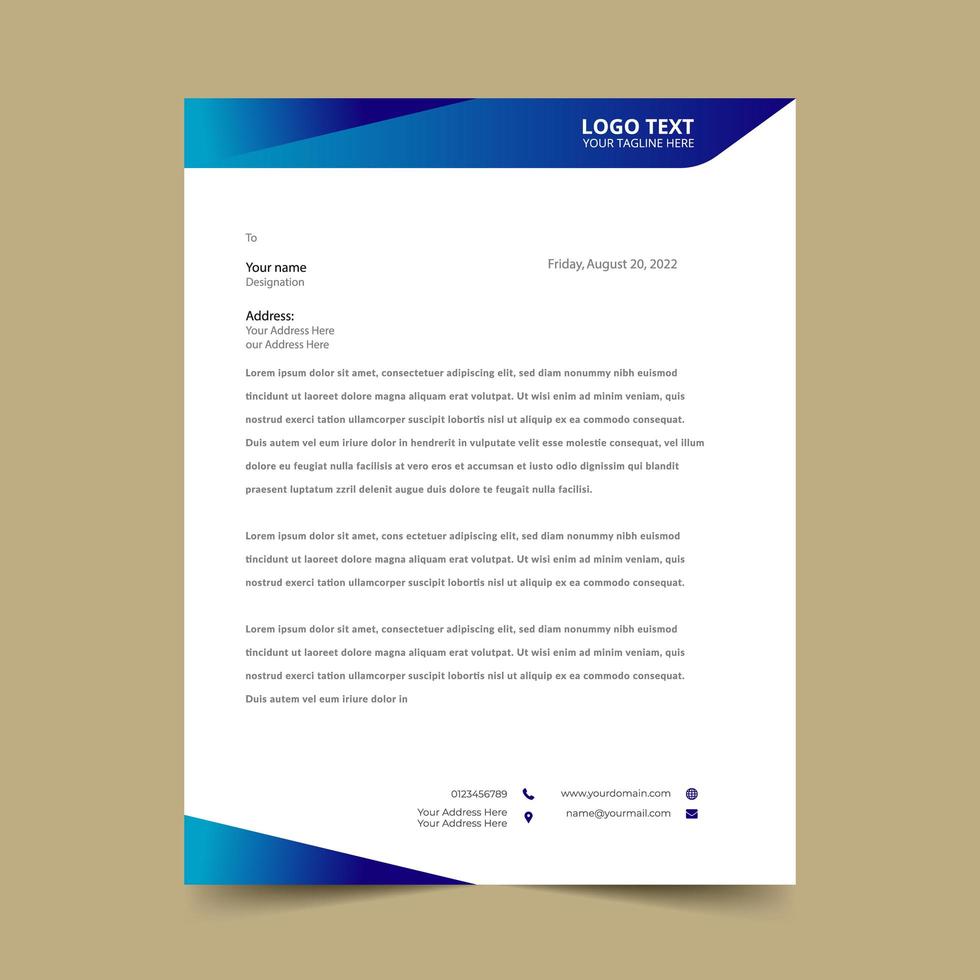 Nice Blue Letterhead Pad Template vector