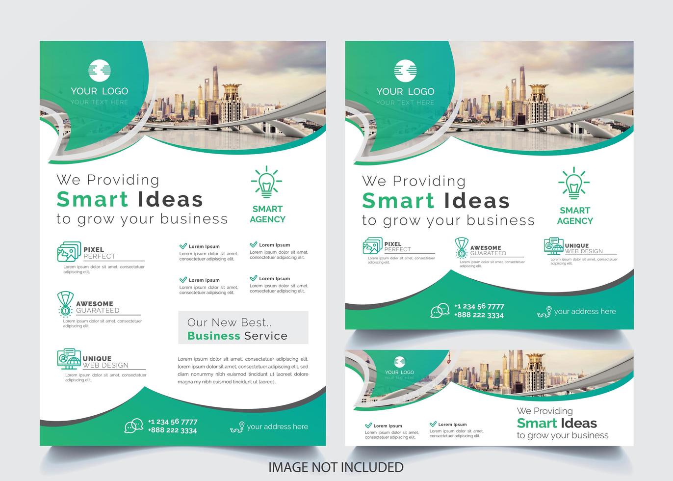 Green Curved Design Business Flyer vector