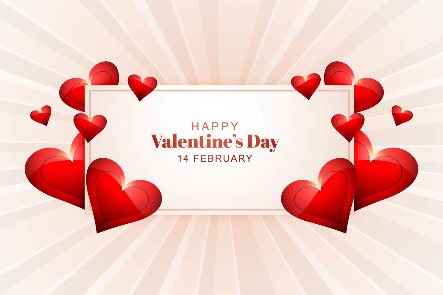Download Valentines rectangle frame surrounded by hearts on radial ...