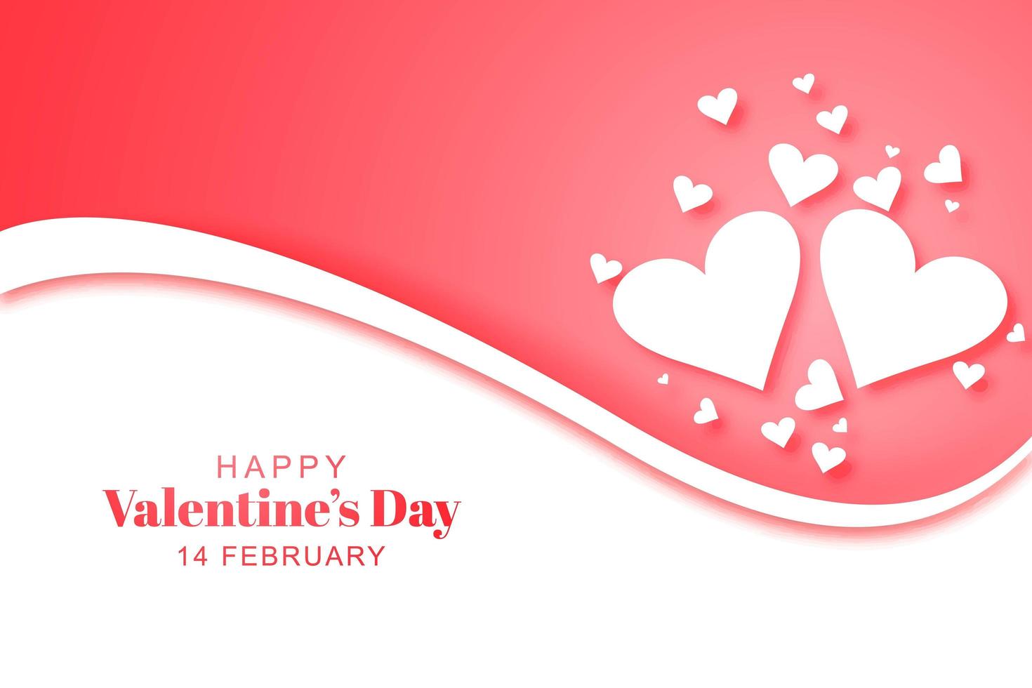 Happy valentines day lovely hearts card with wave background vector