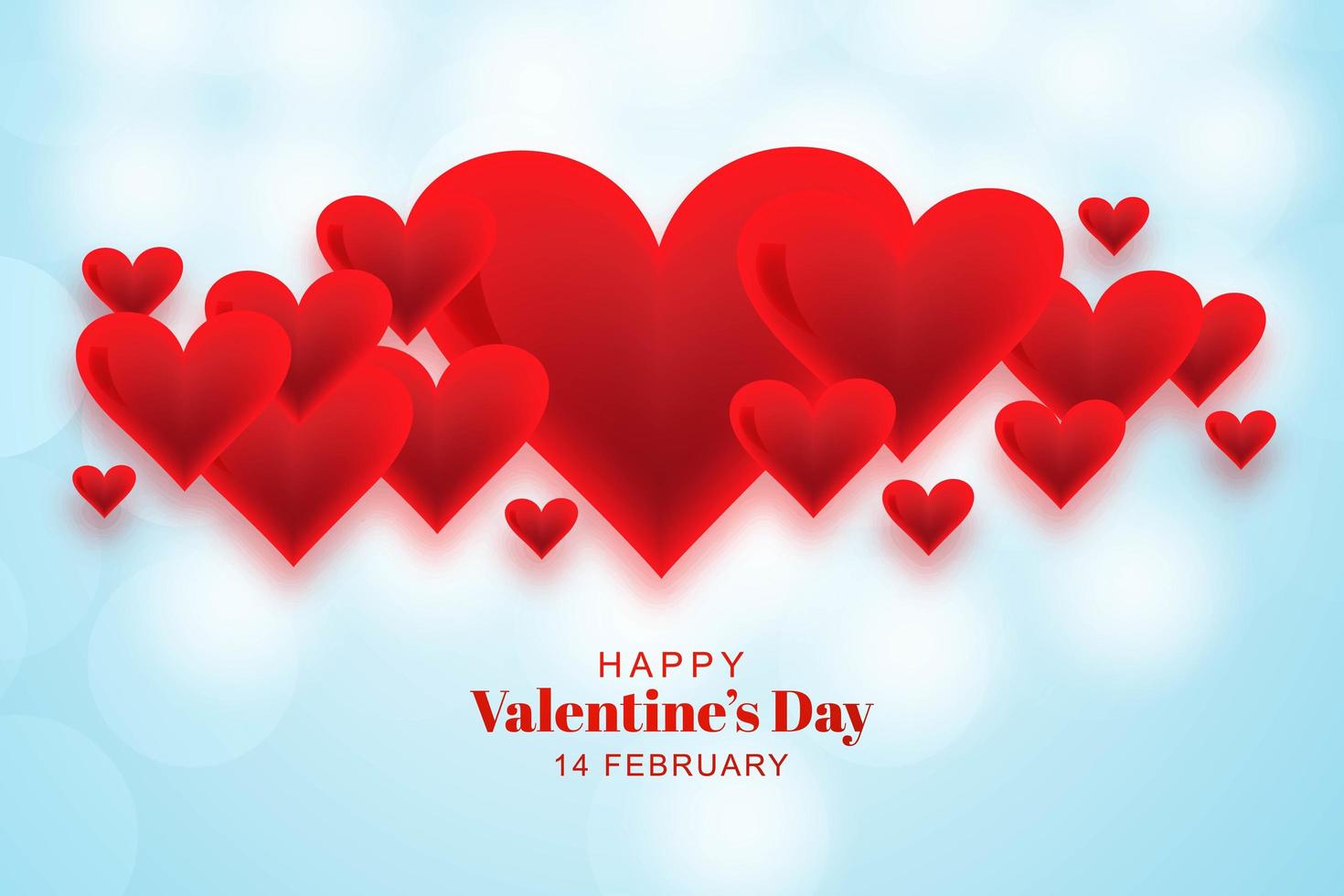 Happy valentines day lovely hearts on blue bokeh background vector